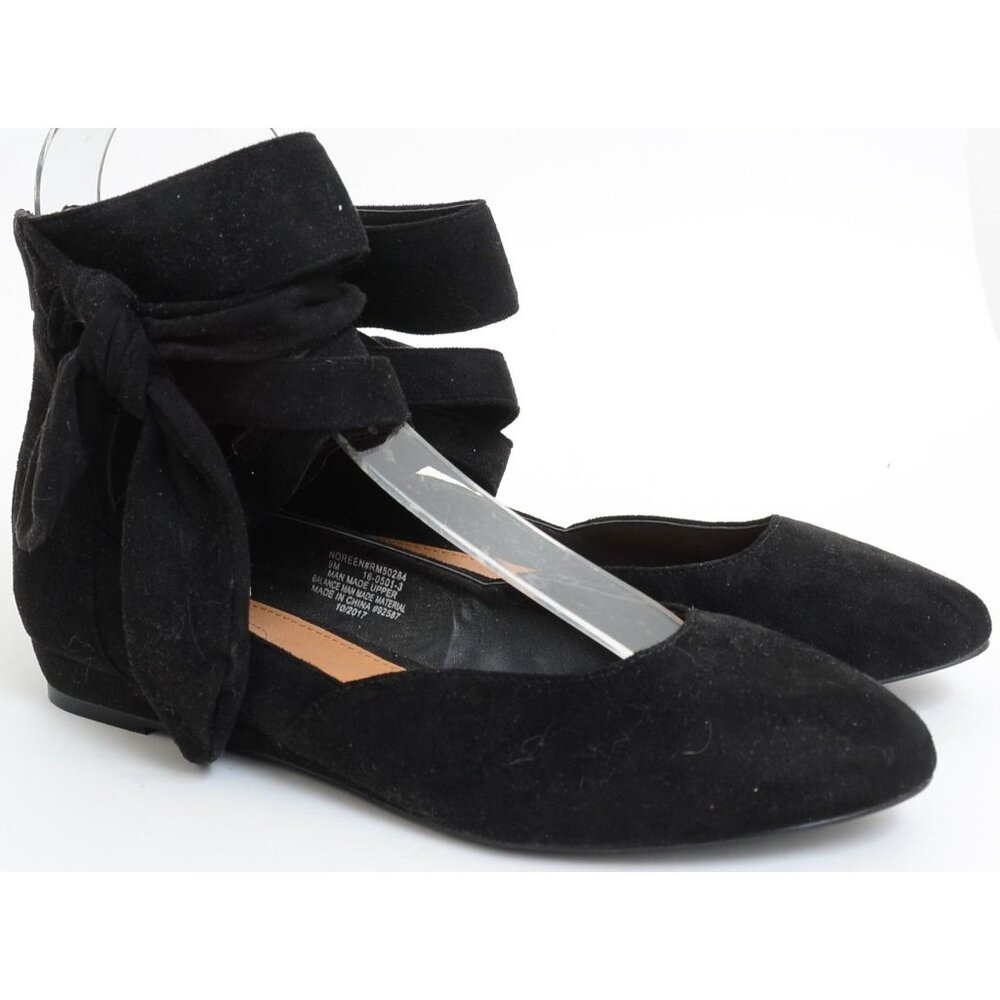 Comfortview Sandals Womens 9M Noreen Ankle‎ Straps Flats Black Faux Leather Zip